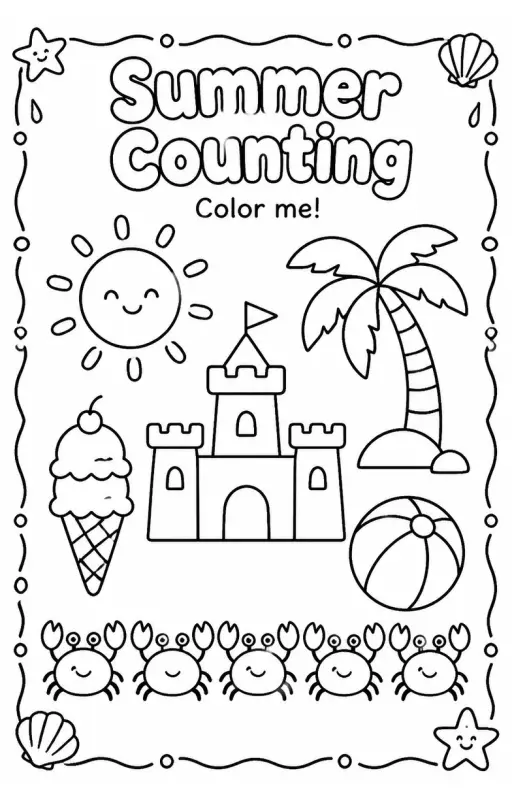 Summer Counting Coloring Page