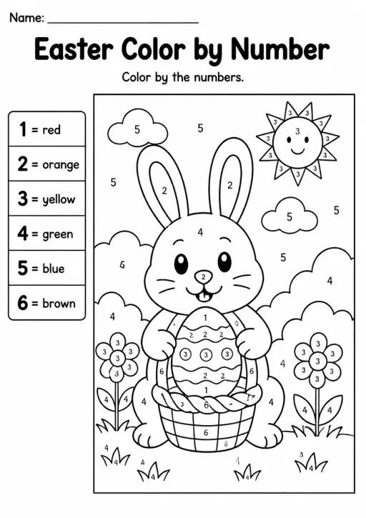 Easter Color by Number — Kindergarten