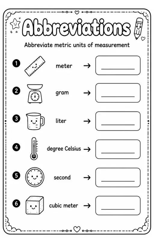 Abbreviate metric units of measurement