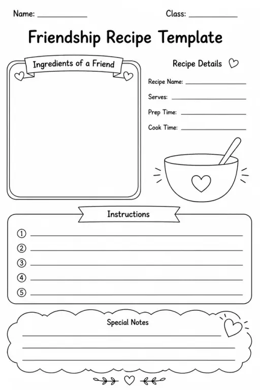 Friendship Recipe Template