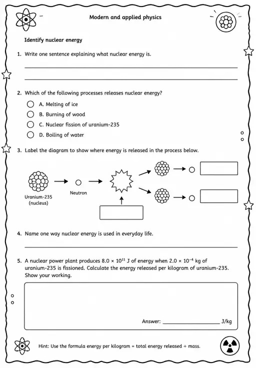 Identify nuclear energy