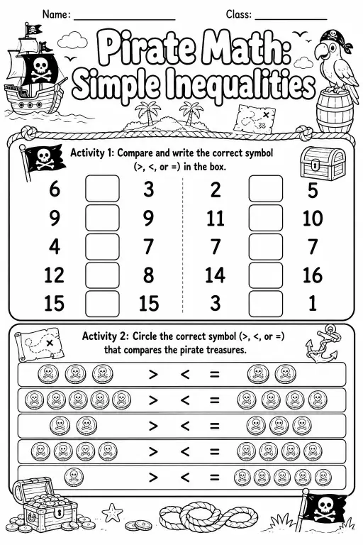 Pirate Math: Position and Direction Worksheet Pack