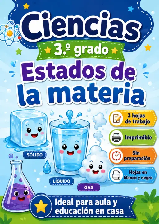 3.º grado - Estados de la materia - Paquete de ciencias en español