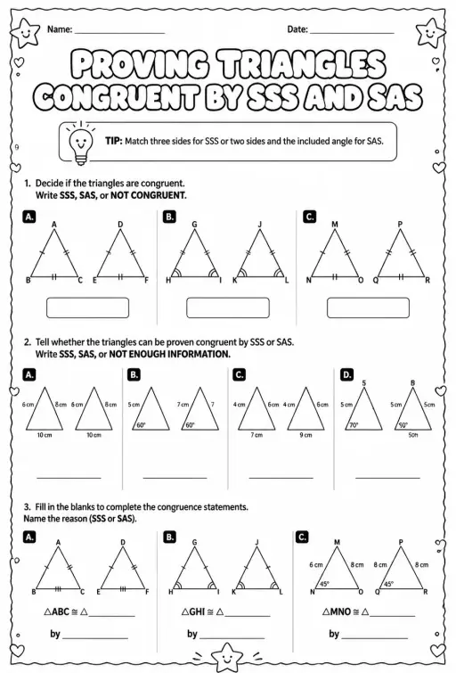 Proving triangles congruent by SSS and SAS
