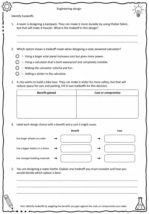 Identify tradeoffs