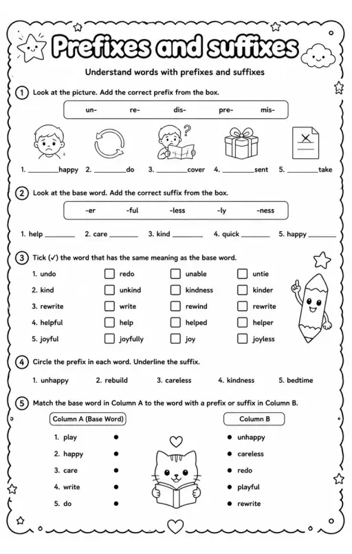 Understand words with prefixes and suffixes
