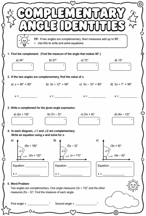 Complementary angle identities
