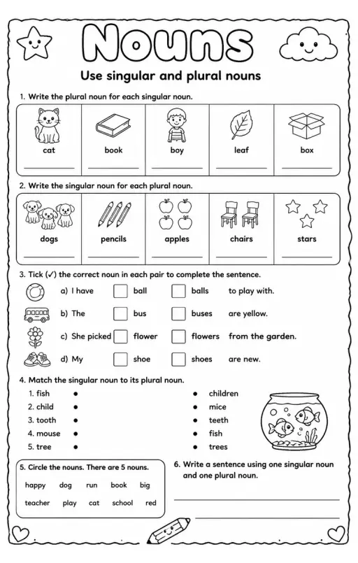 Use singular and plural nouns
