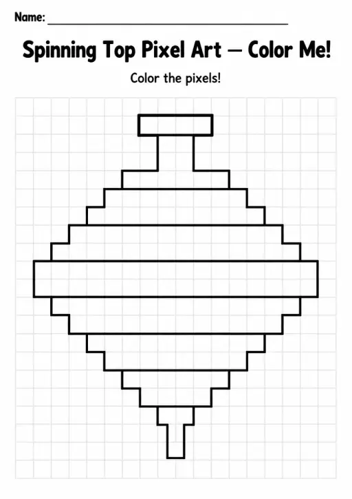 Spinning Top Pixel Art Coloring Page