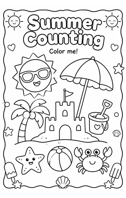 Summer Counting Coloring Page