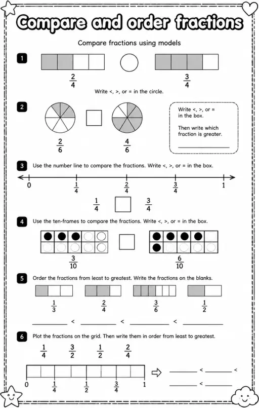 Compare fractions using models
