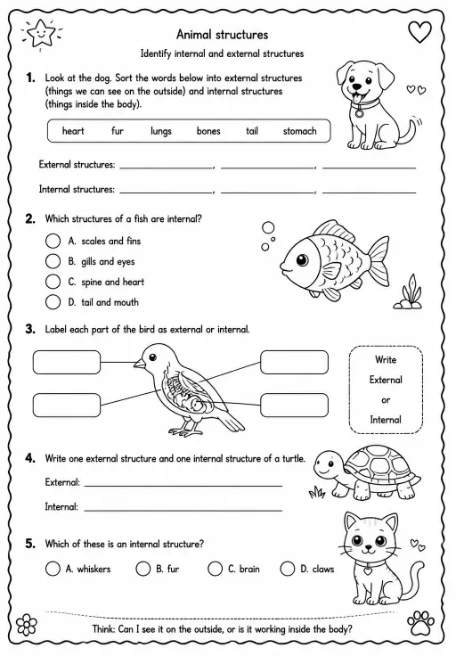 Identify internal and external structures