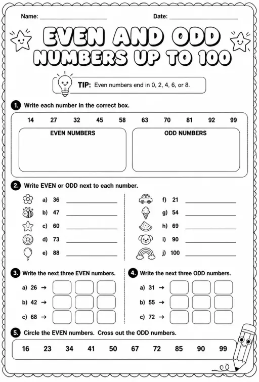 Select even and odd numbers - up to 100