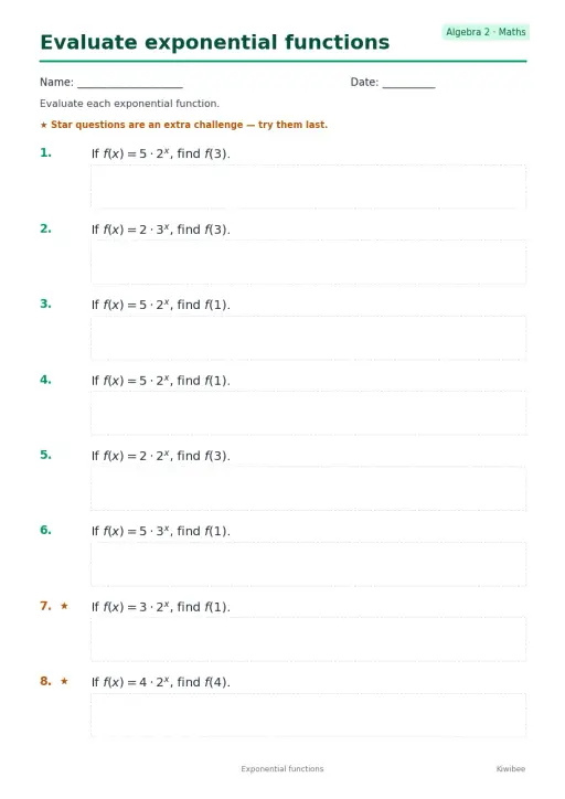 Evaluate exponential functions