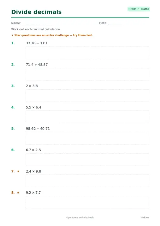 Divide decimals