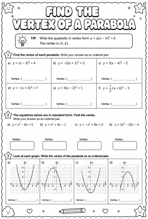 Find the vertex of a parabola