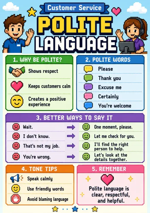 Polite language Customer Service Infographic