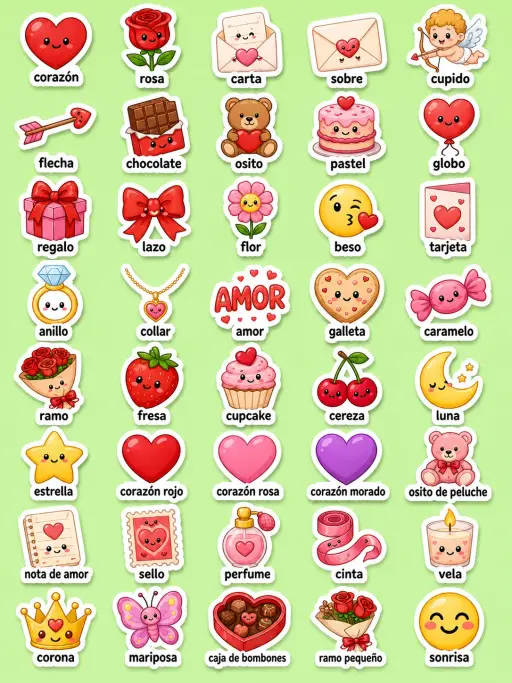 Día de San Valentín - Hoja de pegatinas imprimibles