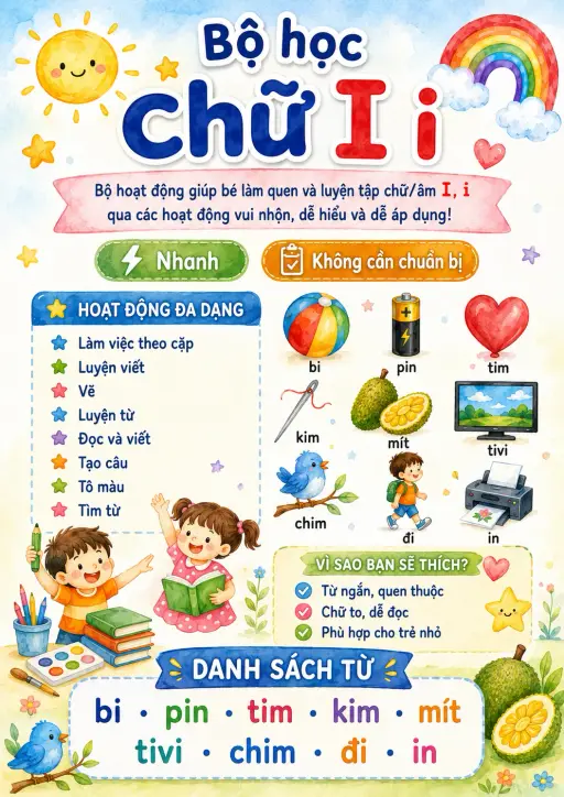Vietnamese Letter I Phonics Worksheets Pack