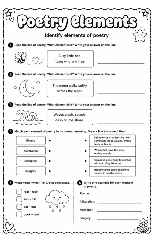 Identify elements of poetry