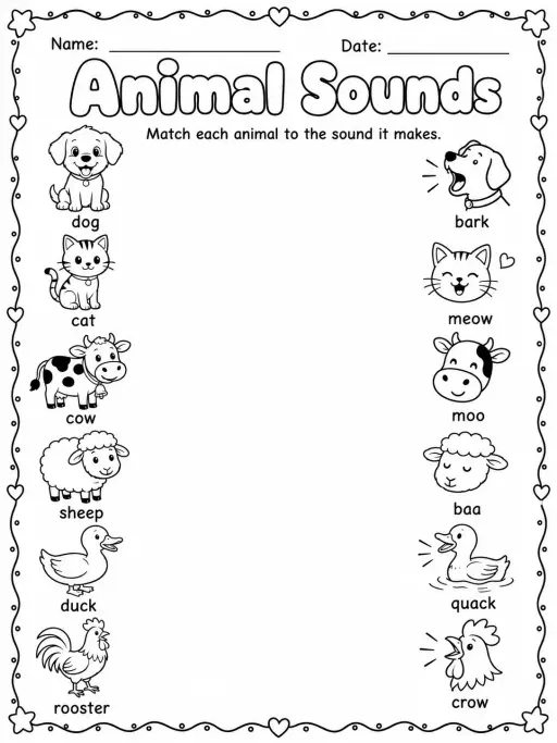 Animal Sounds Worksheet Pack