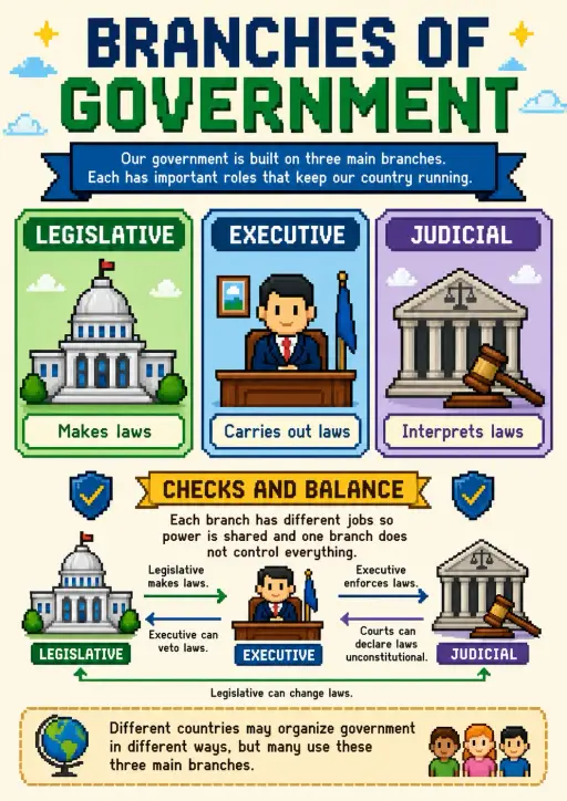 Branches of Government Civics Infographic