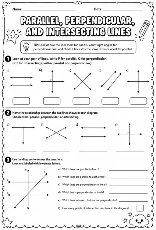 Parallel, perpendicular, and intersecting lines
