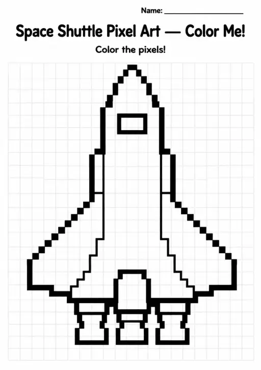 Space Shuttle Pixel Art Coloring Page