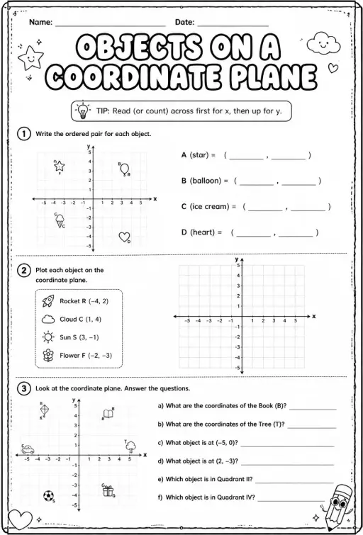 Objects on a coordinate plane