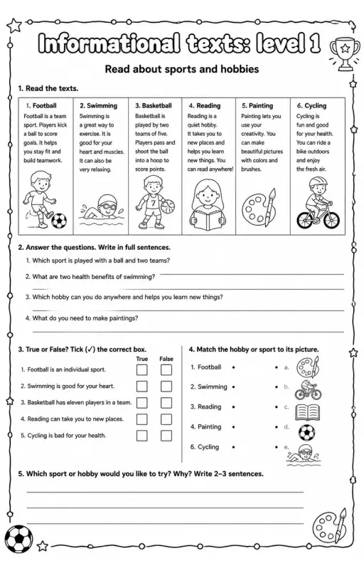 Read about sports and hobbies