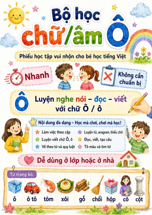 Vietnamese Letter O Circumflex Phonics Worksheets Pack
