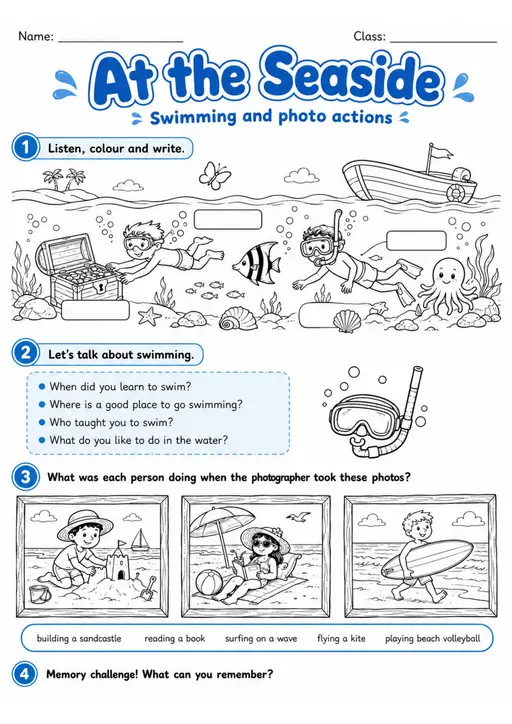 Cambridge Flyers - At the Seaside | Free Worksheet