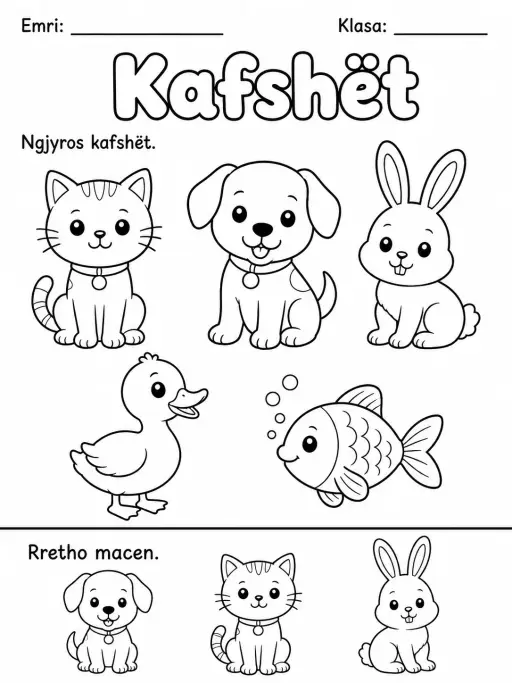 Kafshët - Pako fletësh pune