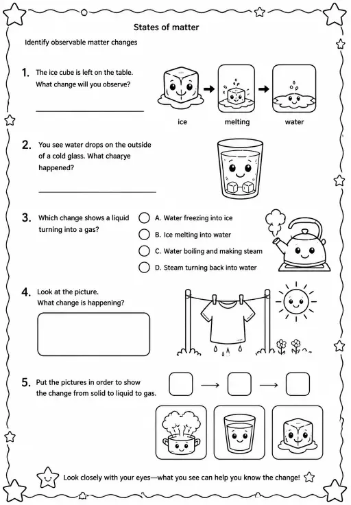 Identify observable matter changes