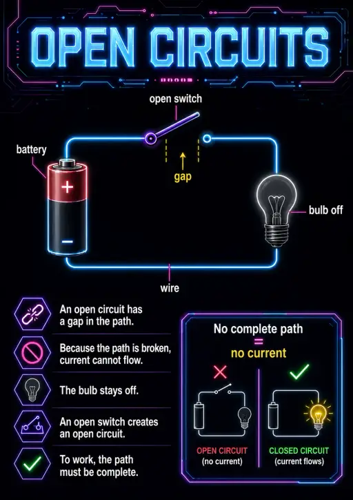Open Circuits Electricity and Magnetism Infographic