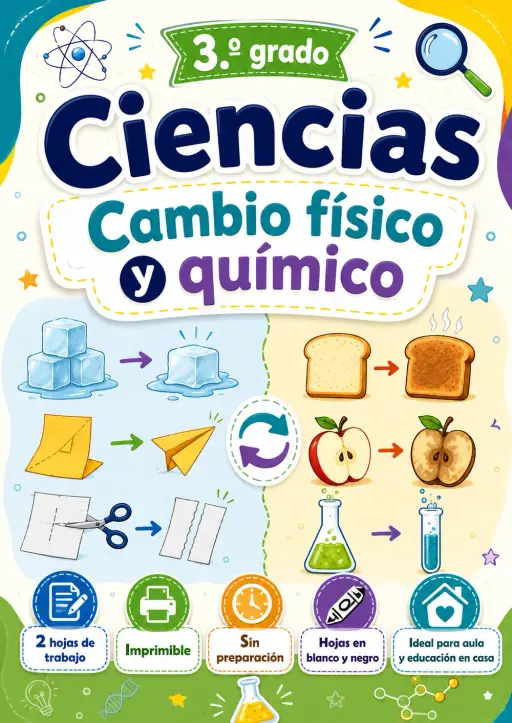 3.º grado - Cambio físico y químico - Paquete de ciencias en español