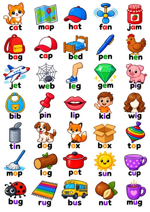 Basic Vocabulary Animals And Objects English Vocabulary Stickers