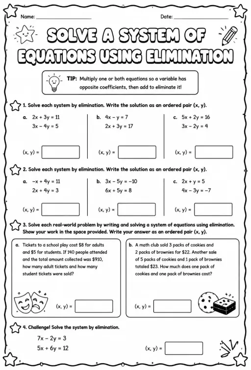 Solve a system of equations using elimination