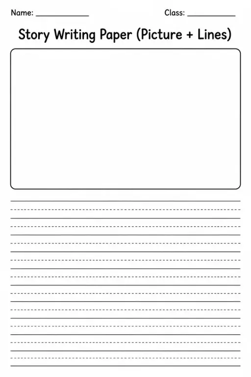 Story Writing Paper (Picture + Lines)
