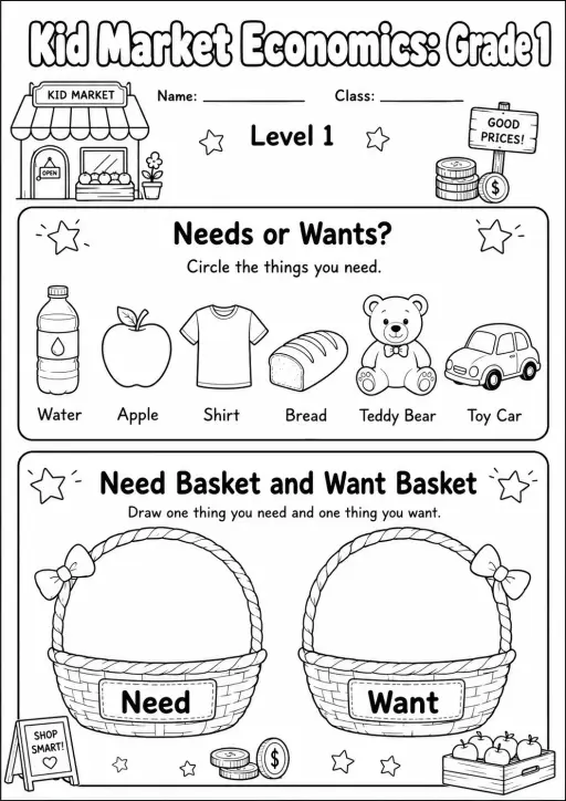 Market Economics: Needs and Wants Worksheet Pack