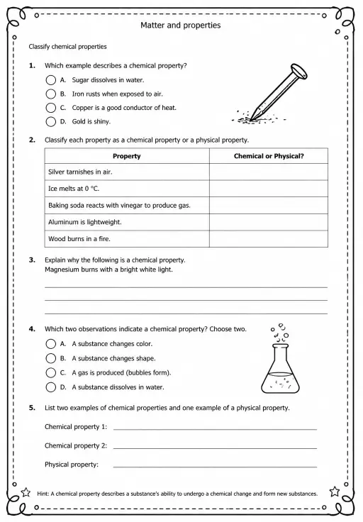 Classify chemical properties