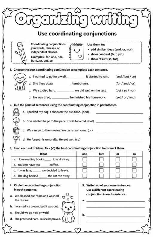 Use coordinating conjunctions