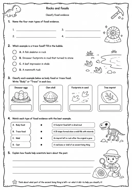 Classify fossil evidence