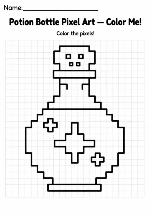 Potion Bottle Pixel Art Coloring Page