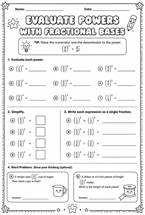 Evaluate powers with fractional bases