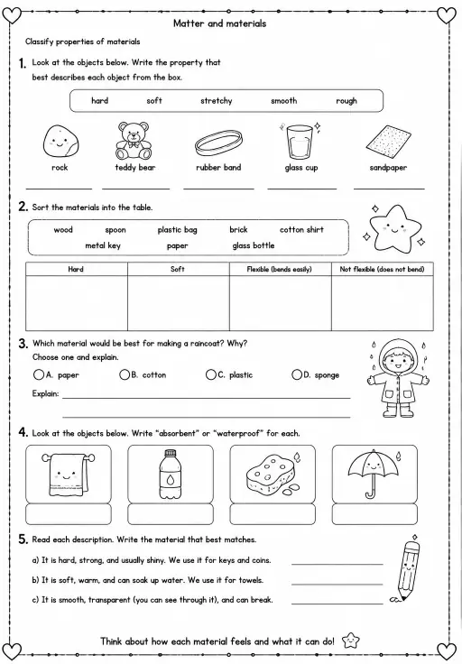 Classify properties of materials
