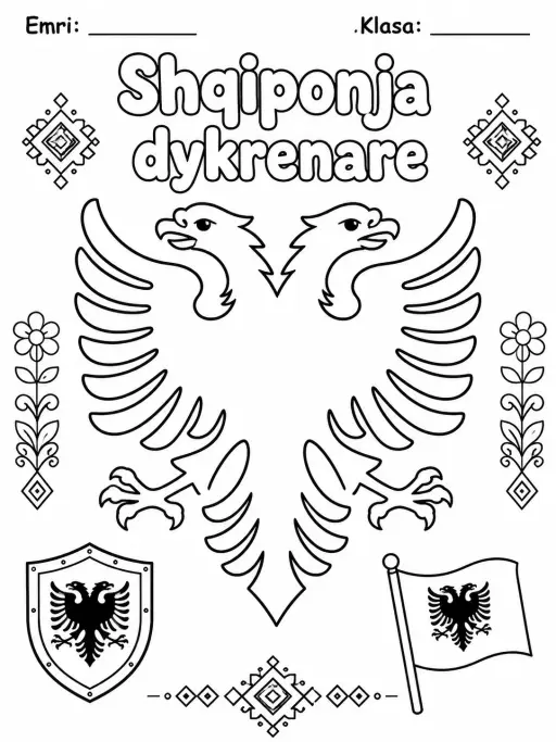 Shqiponja dykrenare - Faqe ngjyrosjeje