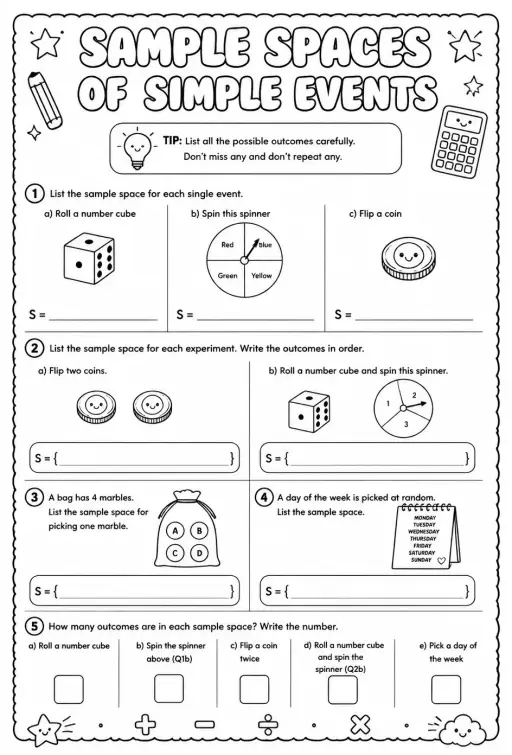 Sample spaces of simple events