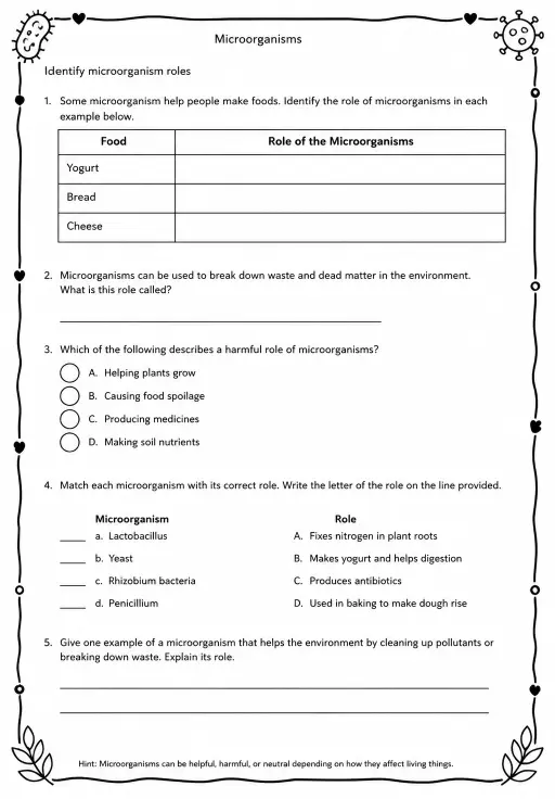 Identify microorganism roles