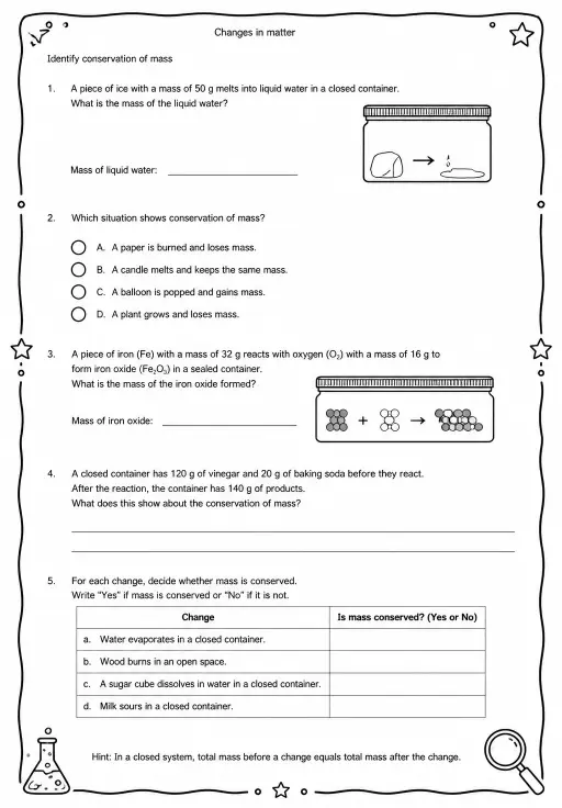 Identify conservation of mass